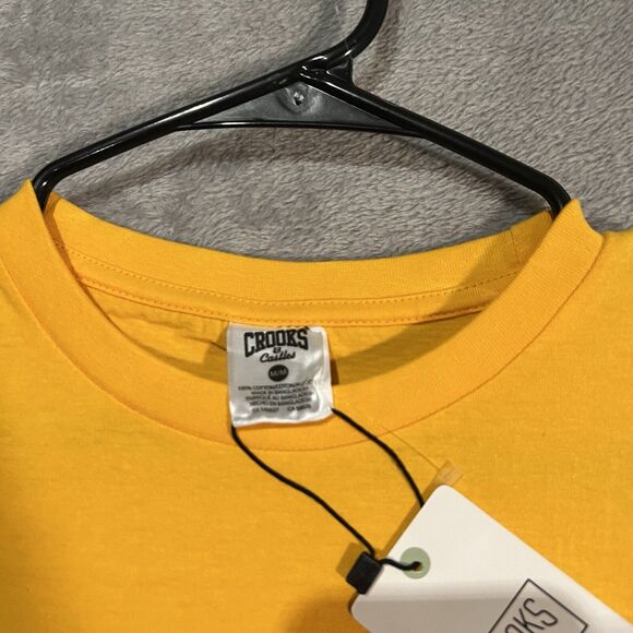 Crooks and Castles Shirt Men's Medium Yellow Medusa Skull Short Sleeve Shirt - Picture 4 of 7